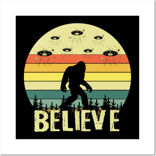 Retro Believe in Bigfoot Posters and Art